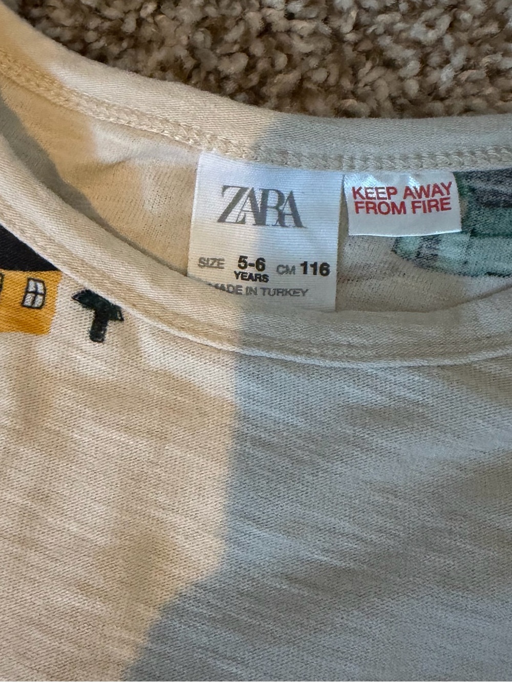 Zara Cream Long Sleeve Tee with Blue, Green, Orange, Yellow House Prints - Picture 2 of 2